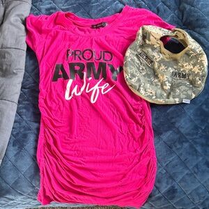 Maternity Proud Army Wife Hot Pink Tee